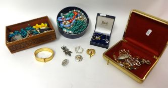 Quantity of general costume jewellery including lacquered cabinet