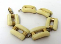 9ct yellow gold and ivory rectangular link bracelet