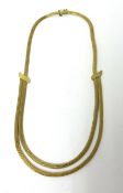 14ct yellow gold two row mesh collar with box snap and side safety catch