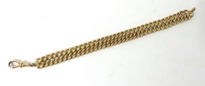 9ct gold bracelet approximately 36.4g, double link row, 20cm long