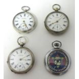 Four various pocket watches including silver open face key wind Waltham