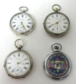 Four various pocket watches including silver open face key wind Waltham