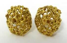 A pair of yellow metal earrings, approximately 9.3g