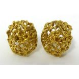 A pair of yellow metal earrings, approximately 9.3g