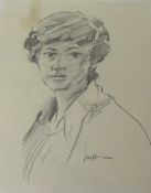 R.O.LENKIEWICZ (1941-2002) original pencil sketch 'Portrait of a Lady', signed, 42cm x 29cm