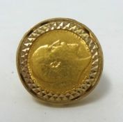 Edward VII gold sovereign mounted in a 9ct gold ring