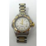 Lady's bi metal Tag Heuer professional quartz watch with cream coloured dial luminous baton markings