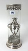 A wine cooler with silver plated mounts on glass (damaged)