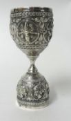 Indian white metal double ended cup, 4.07oz, 11.50cm