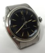 Gents Tudor Oyster Rolex stainless steel wrist watch with black dial