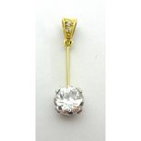 A single diamond dropper pendant of good clarity, approximately 1.00ct
