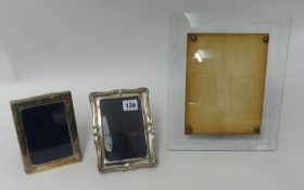 Two silver photo frames and a 1950's glass photo frame