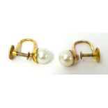 Pair of gold and pearl earrings