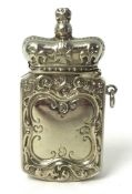 An EP silver vesta of crown design, 7cm