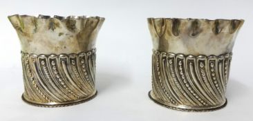 Pair of Victorian silver vases with wrythen twist detail, 9cm tall, approximately 8.93 oz