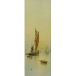 GARMON MORRIS pair of watercolours 'Boats' , 53cm x 20cm
