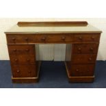 Victorian mahogany pedestal desk, nine drawers, 120cm wide