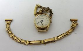 9ct gold Ladies Certina wrist watch with spare 9ct gold bracelet