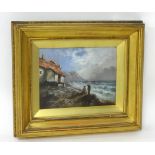 SARAH LOIUSE KILPACK (1840-1909) oil on card 'Coastal View', 19cm x 25cm