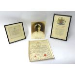 A WWII scroll commemorating Leman David William Rees HMS Jupiter March 1942, a photograph and