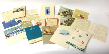 Various Cunard R.M.S. Queen Mary programmes, including list of passengers, menus etc