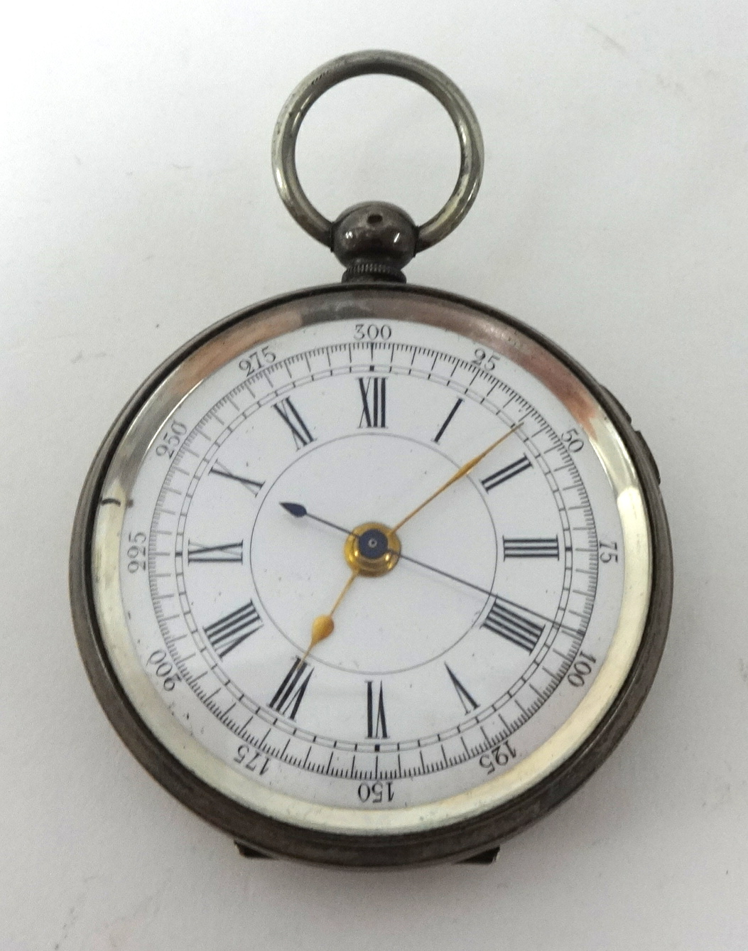 A pocket watch with stop watch, the cased stamped .800