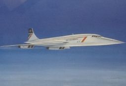 Two Concorde framed prints, 'The Highflyer', from original painting by Anthony Hansard No 282/1976