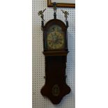 Reproduction Dutch wall clock in burr walnut case, 90cm tall