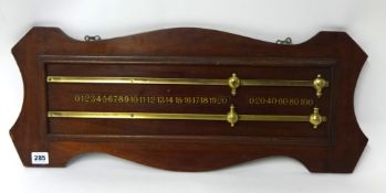 An old Billiard Score Board in mahogany
