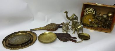 Collection of various brass ware including Indian brass, Bellows etc