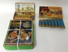 Jamboree Scouting Xylophone,  Boy Scouts cigarette case and a Presswork Scout Constructional Clock