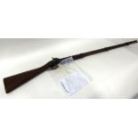 Antique three band Enfield percussion musket, lock marked 1860 Enfield Queen Victoria crown, VR