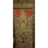 A large old Chinese scroll decorated with numerous figures