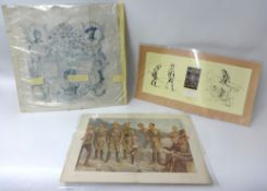 Boer War mounted handkerchief, Vanity Fair print and a limited edition re-print of B-P sketches