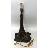 A large wooden lighthouse with lamp holder and wired for use, 65cm