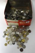 A general collection of coins (contents of a tin)