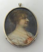 19th Century portrait miniature of a lady, in a silver frame