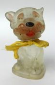 A glass scent bottle in the form of a bonzo dog, Potter and Moore, 8cm tall
