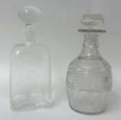 Two glass decanters inc George III and Dartington, tallest 27cm