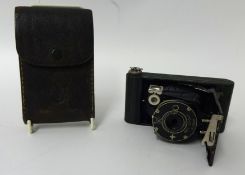 Boy Scouts folding Kodak camera with Scout Badge also official leather case with embossed Scout
