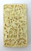 An antique Chinese carved ivory Card Case, approx 9.50cm x 5cm, damage inside the case
