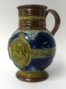 A large Royal Doulton jug, Queen Victoria 1837 - 1897, Lambeth 1897 by Jane Hurst, signed and