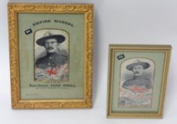 Two Stevenograph silk portraits, B-P including Empire Makers, Maj Gen B-P 'The Heroic Defender of