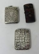 Two Victorian silver vesta's, & tortioshell and inlaid match case