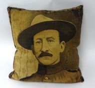 B-P double sided woven cushion with portrait 'The Defender Of Mafeking'