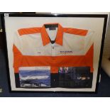 A power boat Riviera Racing Shirt signed Paul Lingard, 2002, 66cm x 70cm