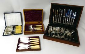 A modern Regency silver plated canteen of cutlery, also two boxed sets of fish eaters