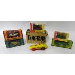 Five Matchbox diecast Spot On Trick Trak cars (boxed)