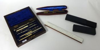 Various drawing instruments including water pipe gauge, a brass circles plan tool by Charles Smith