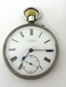 A 19th century silver open face and keyless pocket watch, maker R.Russell, 18 Church Street,